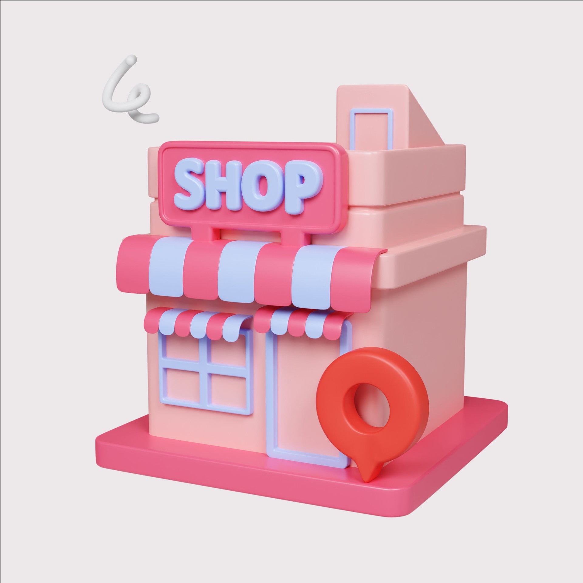 3D render illustration of a charming shop building